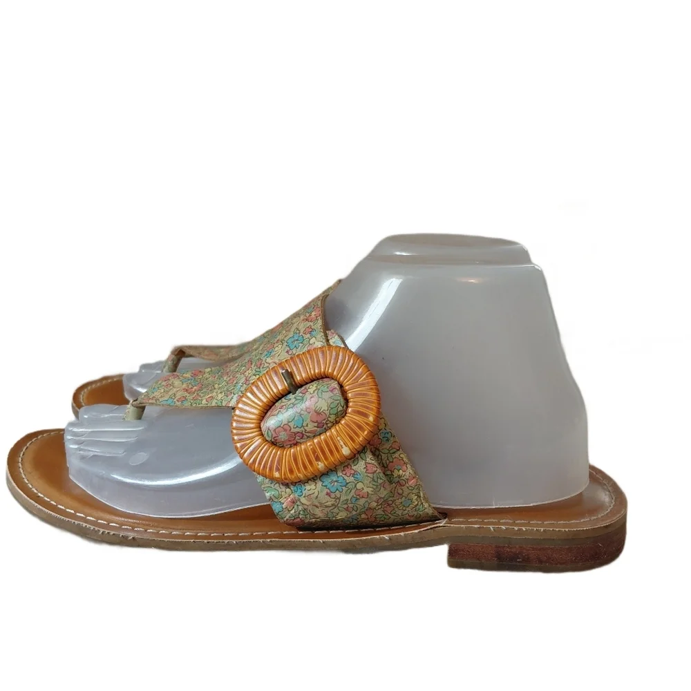 Patricia Nash Fulvia Floral Nubuck Leather Thong Sandal Size 8.5